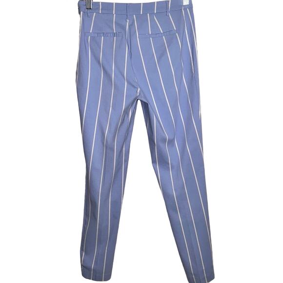 Forever 21 Light Blue & White Striped Pants Stretch Trousers Sz Medium Nautical - Picture 5 of 11